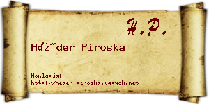 Héder Piroska névjegykártya