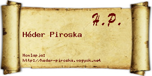 Héder Piroska névjegykártya